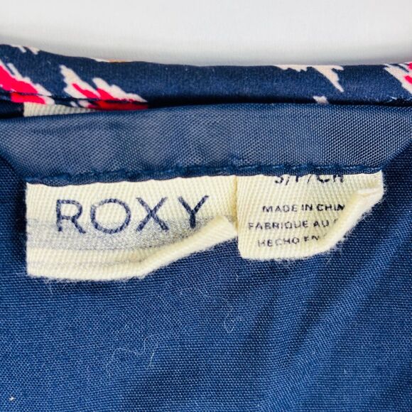 Y2K Roxy quilted jacket S Ikat mixed print boho blue pink full zip Patchwork - Picture 3 of 14